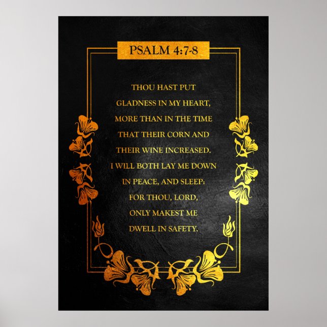 Psalm 4:7-8 Bible Verse Poster (Front)
