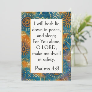 Psalm 4:8 Bible Verse, Afrobohemian Adire Fabric Card