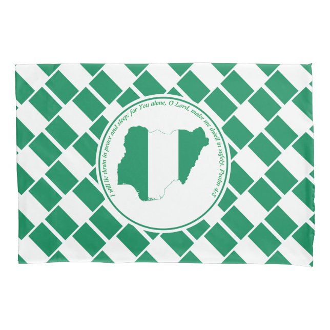 PSALM 4:8 Scripture Customised NIGERIA FLAG Pillowcase (Front)