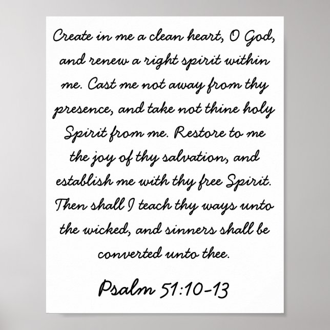Psalm 51:10-13 poster (Front)
