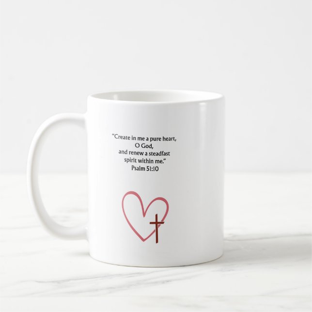 Psalm 51:10 Christian Bible Verse Mug | Faith Gift (Left)