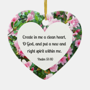 Psalm 51:10 Create in me a clean heart... Ceramic Tree Decoration