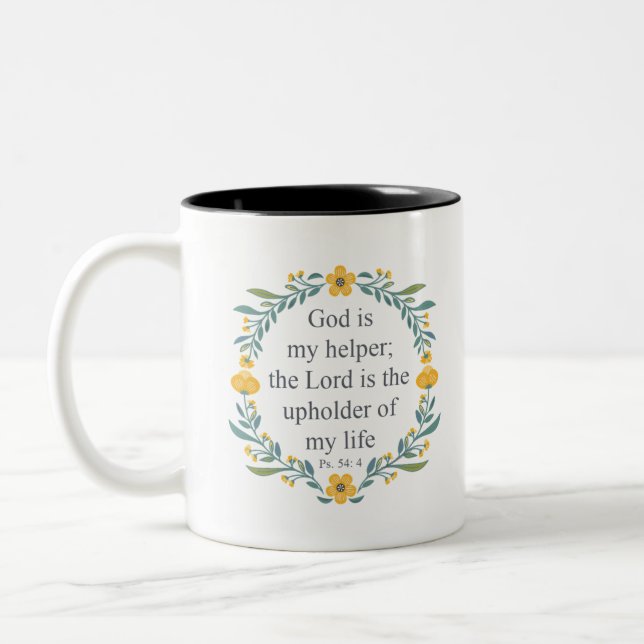 Psalm 54:4 Two-Tone coffee mug (Left)