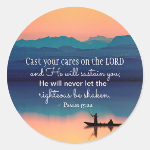 Psalm 55:22 Cast your cares on the LORD Classic Round Sticker