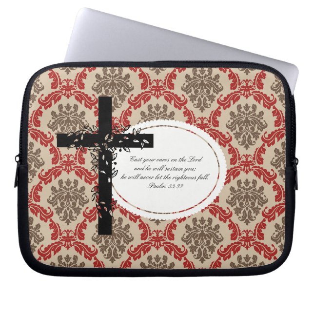 Psalm 55:22 Laptop or Netbook Carrier Sleeve (Front)