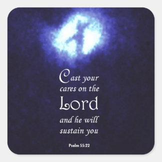 Psalm 55:22 square sticker