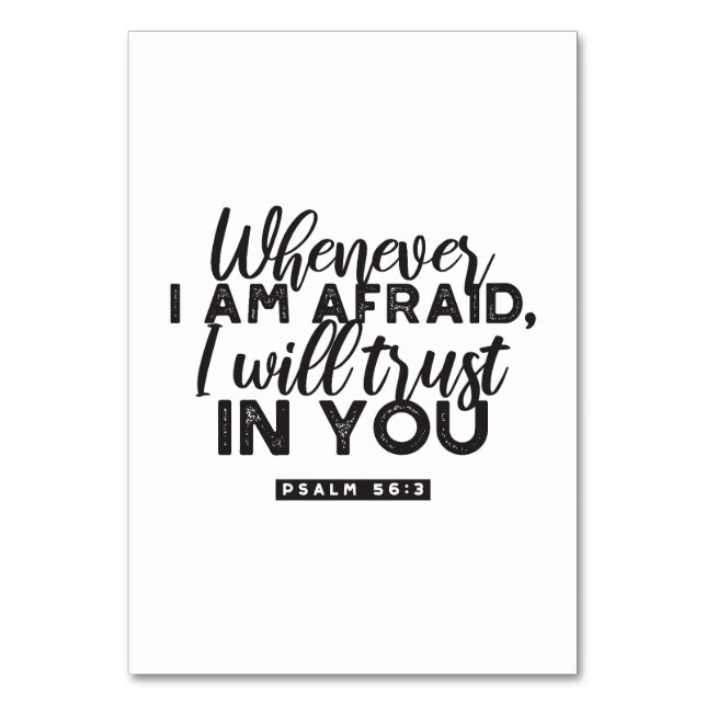 Psalm 56:3 Bible Verse Art "I Will Trust in You" Table Number (Front)