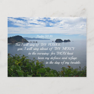 Psalm 59:16 But I will sing of thy power; Postcard