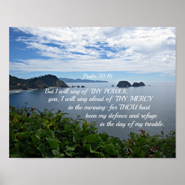 Psalm 59:16 But I will sing of thy power; Poster (Front)