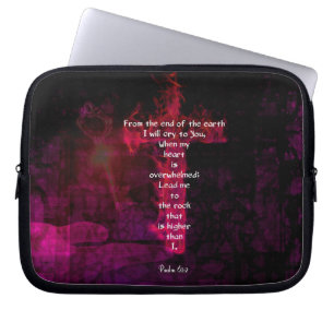 Psalm 61:2 Bible Verse Inspirational Quote Laptop Sleeve