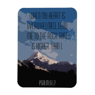 Psalm 61:2 Bible Verse Quote Mountain Graphic Magnet