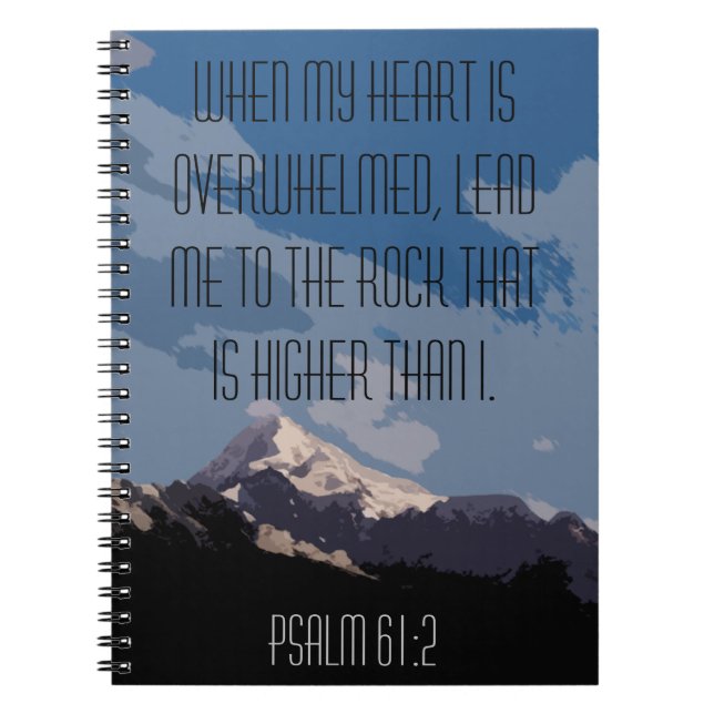 Psalm 61:2 Bible Verse Quote Mountain Graphic Notebook (Front)