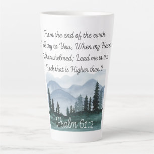 Psalm 61:2 Lead me to the Rock Bible Verse Latte Mug