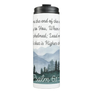 Psalm 61:2 Lead me to the Rock Bible Verse Thermal Tumbler