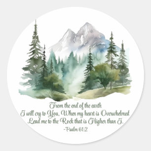 Psalm 61:2 Lead me to the Rock Scripture Mountain Classic Round Sticker