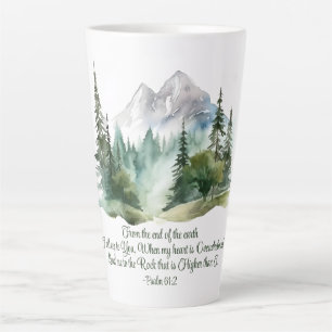 Psalm 61:2 Lead me to the Rock Scripture Mountain Latte Mug