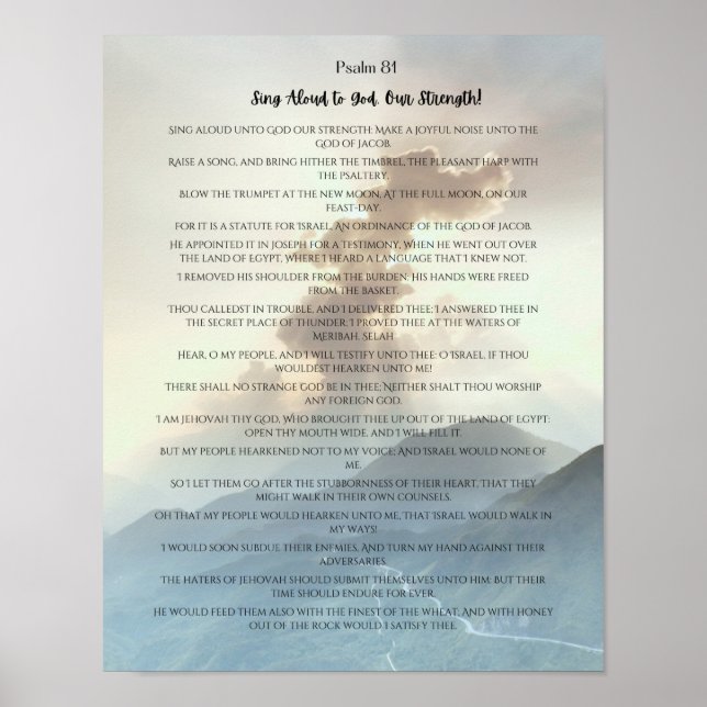 Psalm 81, Sing Aloud to  God Our Strength Poster (Front)