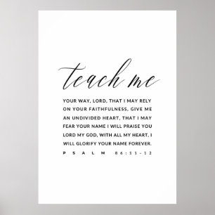 Psalm 86:11-12 Bible Verse Wall Art, Poster