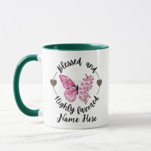 Psalm 88:4 Blessed Highly Favored Custom Butterfly Mug