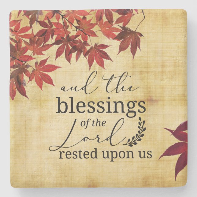PSALM 90:17 Blessings of the Lord Rested Upon Us Stone Coaster (Front)