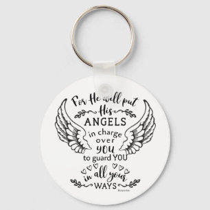 Psalm 91:11 Bible Scripture Verse Angels Guard Key Ring
