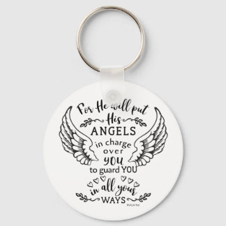 Psalm 91:11 Bible Scripture Verse Angels Guard Key Ring