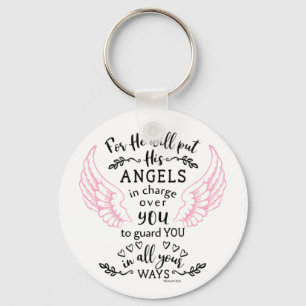 Psalm 91:11 Bible Scripture Verse Angels Guard Key Ring