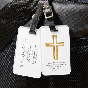 Psalm 91:11 Bible Verse Christian Religious Cross Luggage Tag