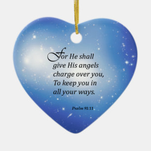 Psalm 91:11 ceramic tree decoration