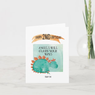 Psalm 91:11 Childrens Dinosaur Birthday Card