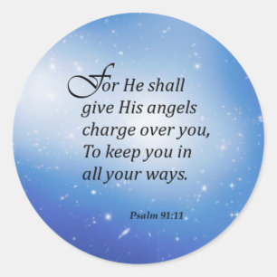 Psalm 91:11 classic round sticker