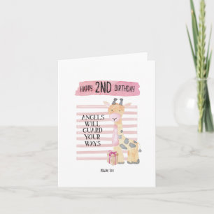Psalm 91:11 Giraffe 2nd Birthday Card