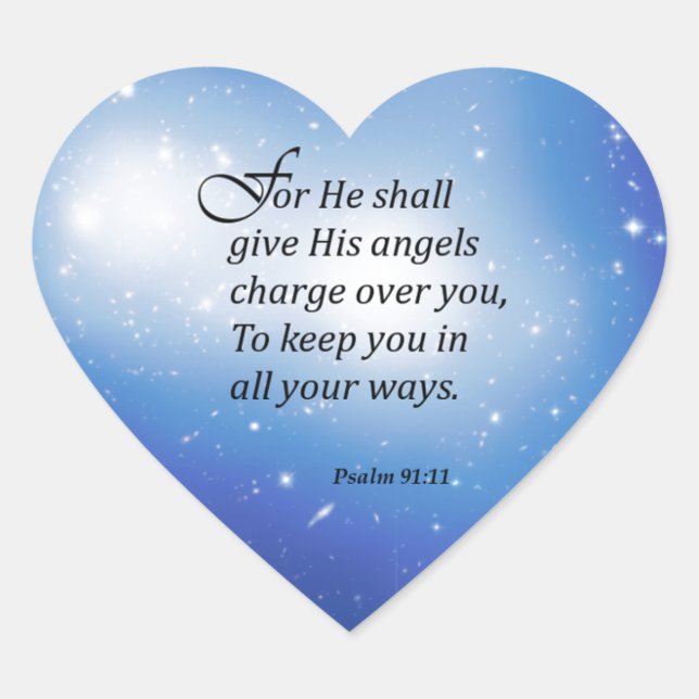 Psalm 91:11 heart sticker (Front)