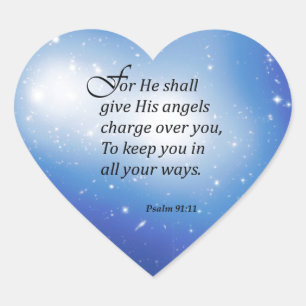 Psalm 91:11 heart sticker