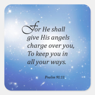 Psalm 91:11 square sticker