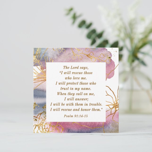 Psalm 91:14-15 Lord says I Will Rescue Bible Card (Standing Front)