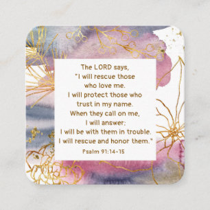 Psalm 91:14-15 The Lord says I Will Rescue Bible Square Business Card