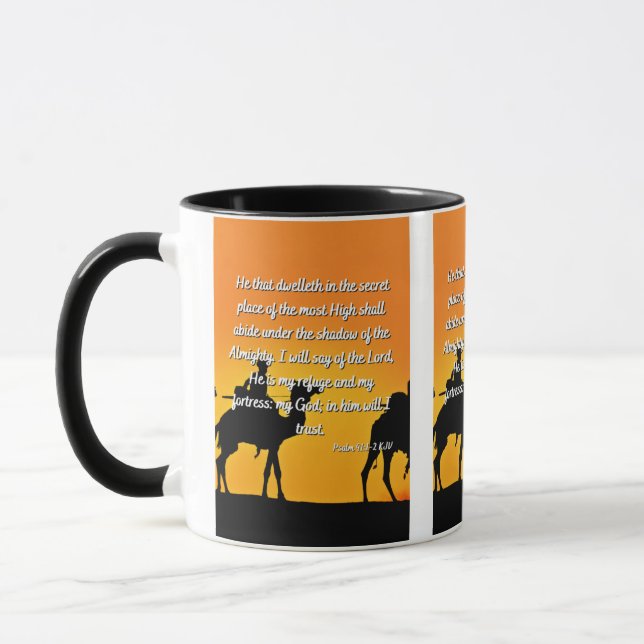 Psalm 91:1-2 KJV Bible Verse Two-Tone Mug (Left)