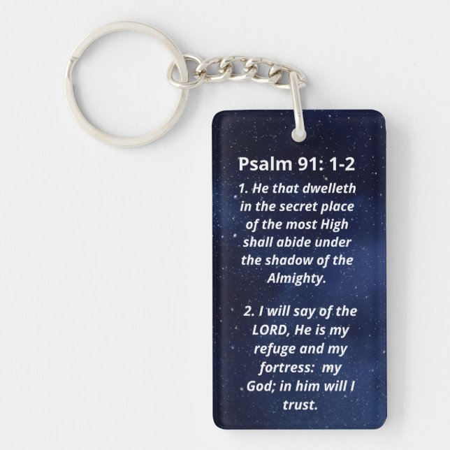 Psalm 91:1-2  Night Sky Key Ring (Front)