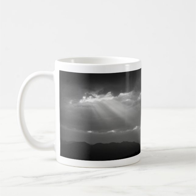 Psalm 91:1, 2 on a BW Landscape Coffee Mug (Left)