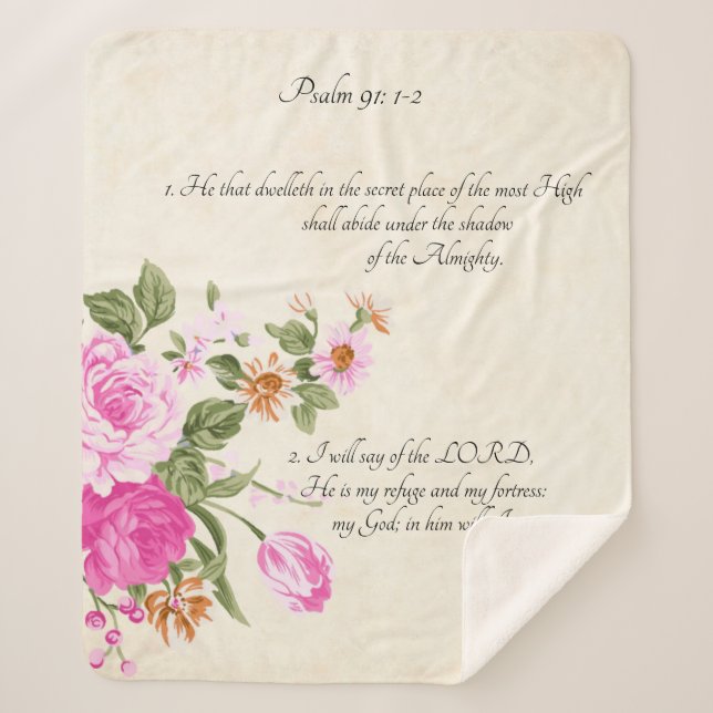 Psalm 91:1-2 sherpa blanket (Front)