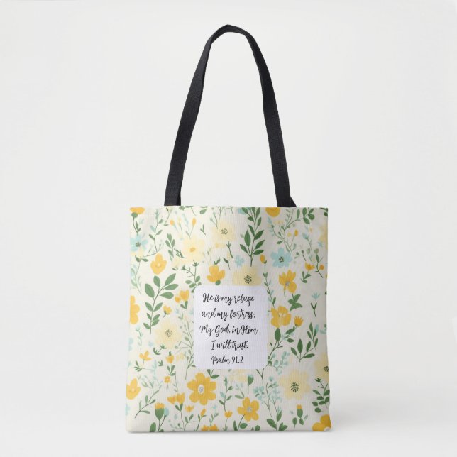 Psalm 91:2 Christian Tote Bag (Front)