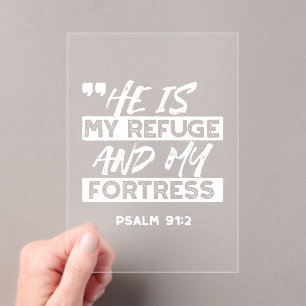 Psalm 91:2 – My Refuge and My Fortress Christian Acrylic Invitations