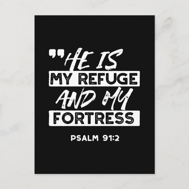 Psalm 91:2 – My Refuge and My Fortress Christian Postcard (Front)