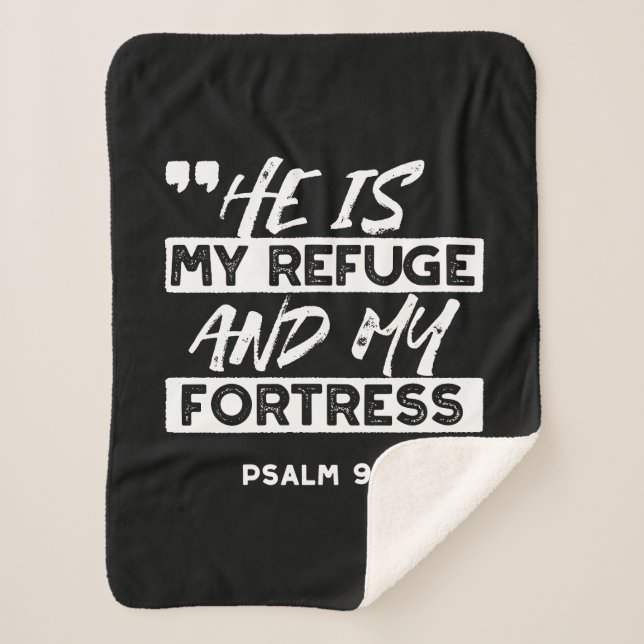 Psalm 91:2 – My Refuge and My Fortress Christian Sherpa Blanket (Front)