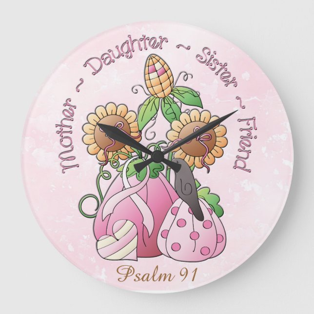 Psalm 91#3 Round (Large) Large Clock (Front)