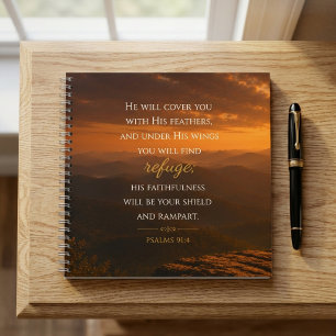 Psalm 91:4 Angel Wings Christian Notebook