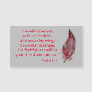 Psalm 91:4 Feather Bible Verse Magnetic Card