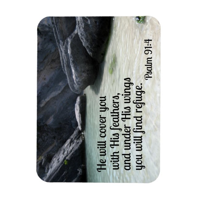 Psalm 91:4 He will cover you with His feathers Magnet (Vertical)