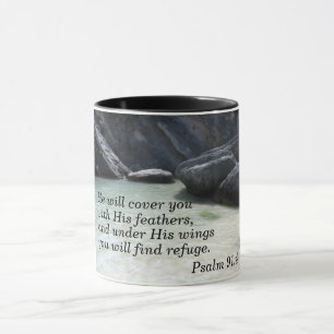 Psalm 91:4 He will cover you with His feathers Mug